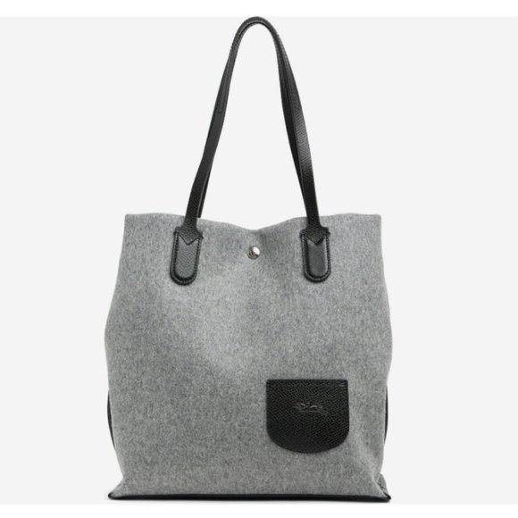 Longchamp Roseau Essential Large Wool w/ Russian Leather Trim Open Tote MSRP$460 - Picture 5 of 13